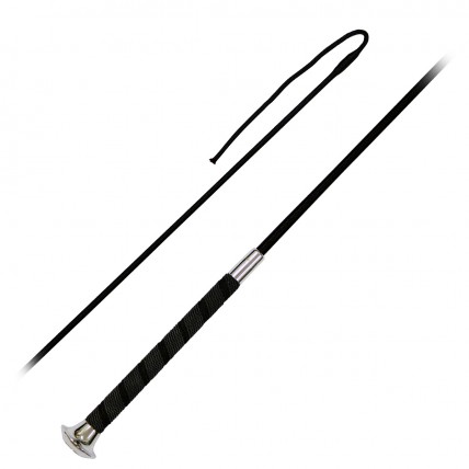 Хлыст выездковый, прорезиненная ручка + металлическая отделка, 120 см. (Черный)