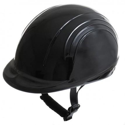 Шлем пластиковый лак с регулировкой  для верховой езды,черный, 52-55 р